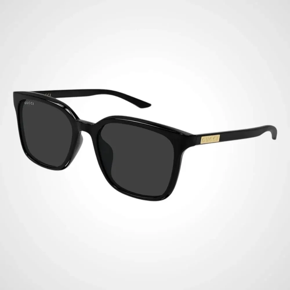 New GUCCI Sunglasses Black Square Acetate Gold Plaque Letter Logo 55-19-145 Mens - Picture 4 of 5